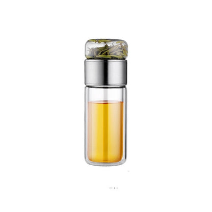 Double Wall Glass Tea Infuser Bottle Borosilicate Large Capacity Leakproof Travel Tea Bottle