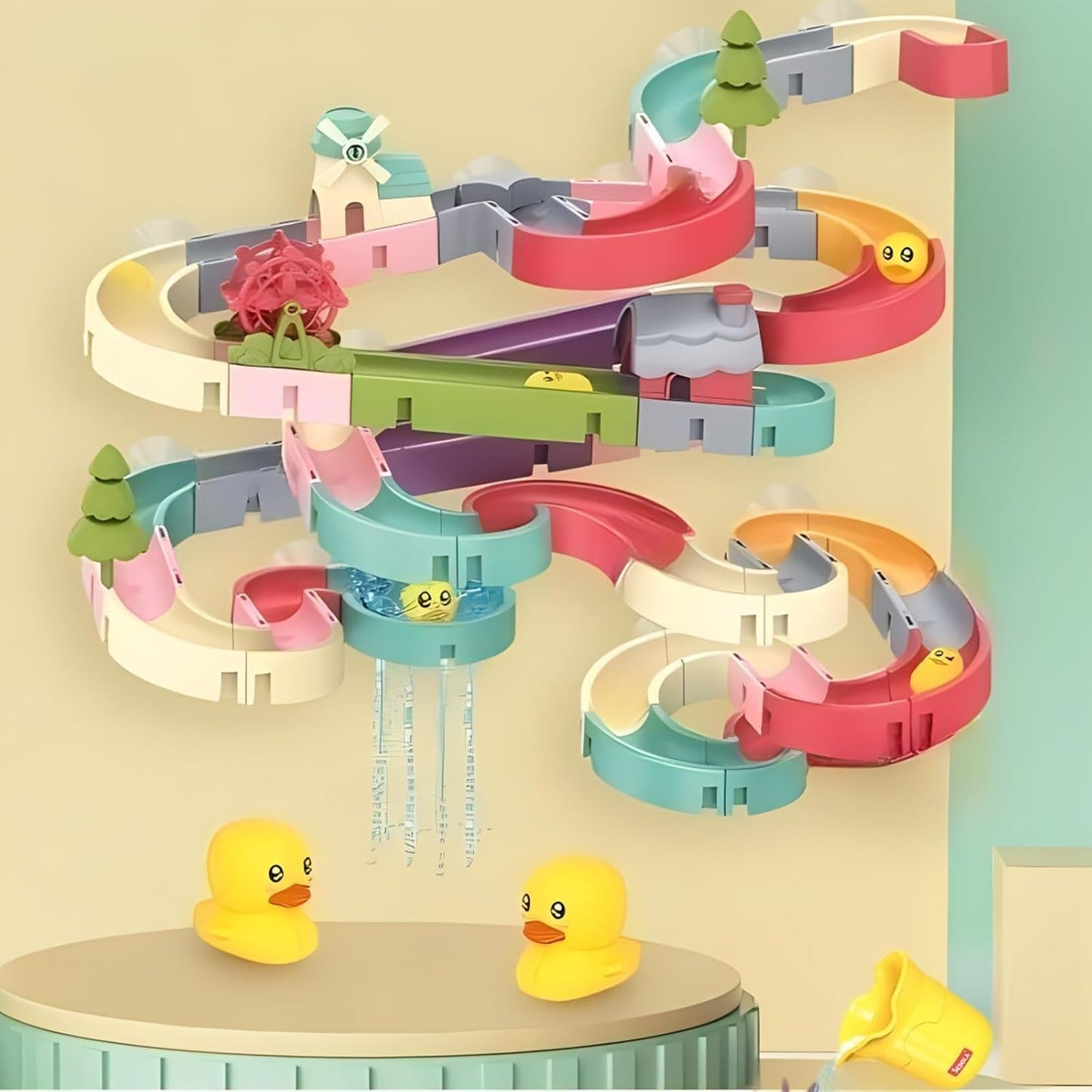 Duck Slide Track Toy Set Kids Building Playset 34 Pieces Creative Toy