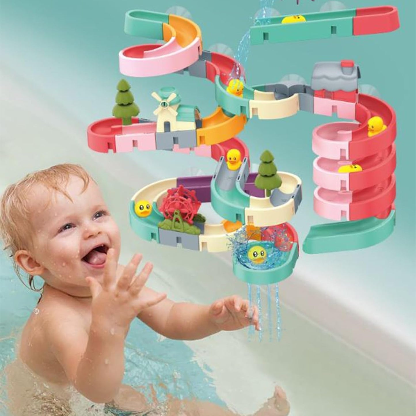 Duck Slide Track Toy Set Kids Building Playset 34 Pieces Creative Toy
