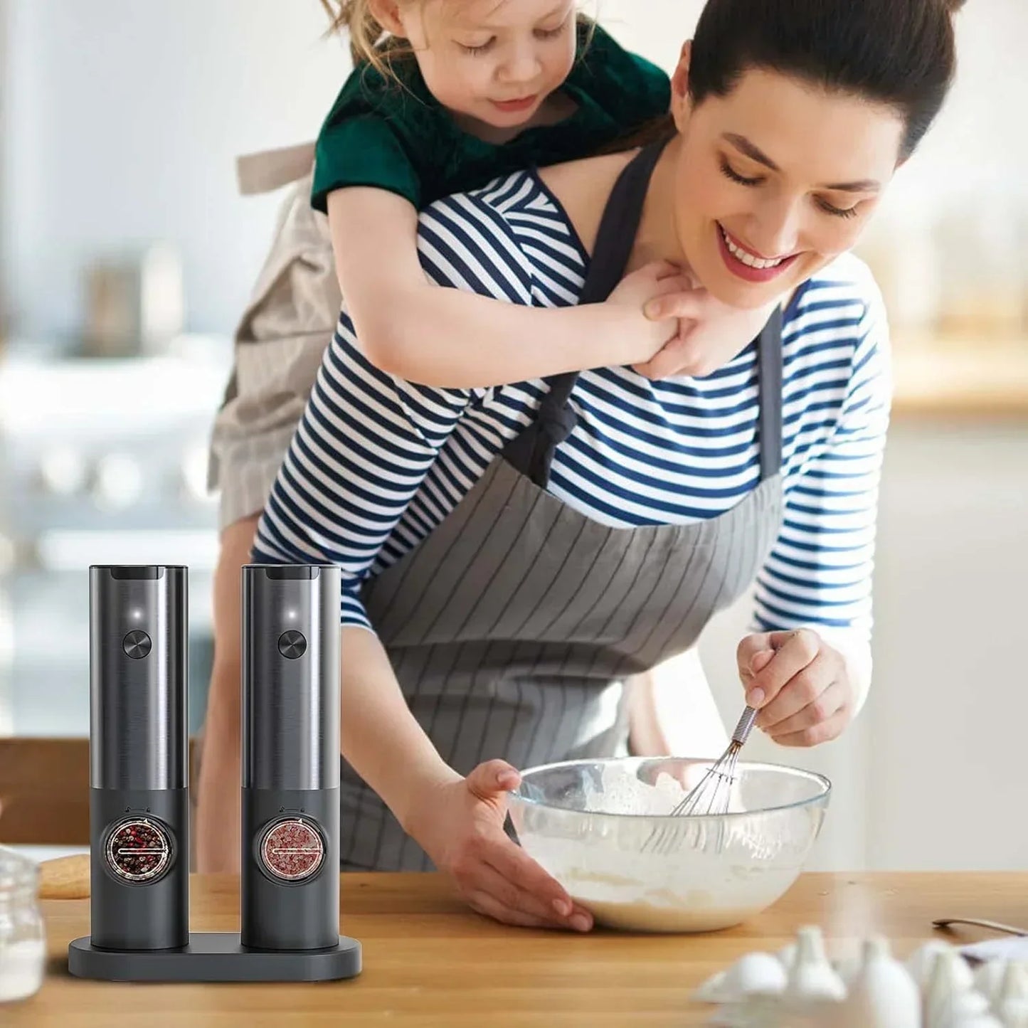 Electric Salt Pepper Grinder Rechargeable Stainless Steel Adjustable Mill
