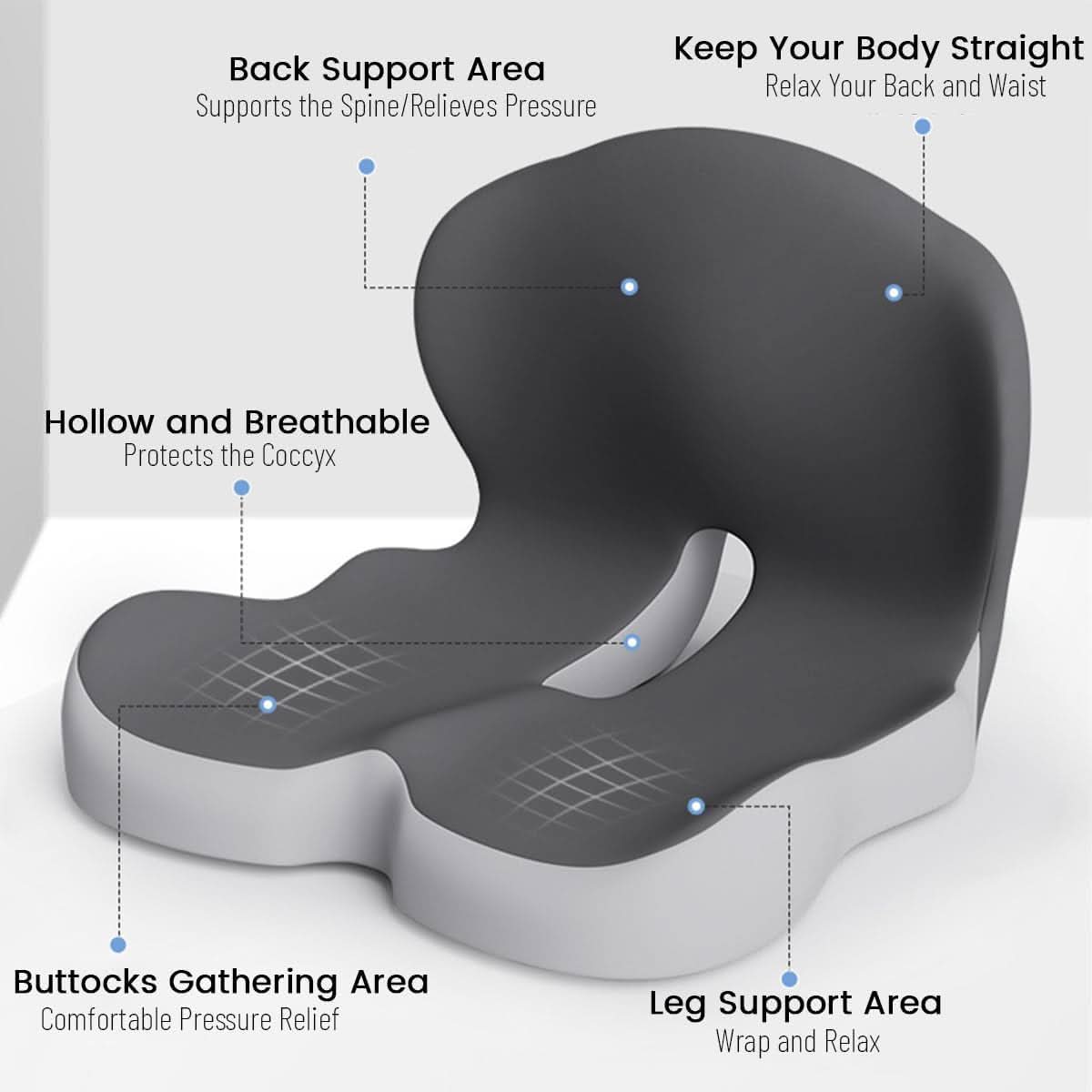 Ergonomic Memory Foam Seat Cushion Office Chair Car Support Cushion