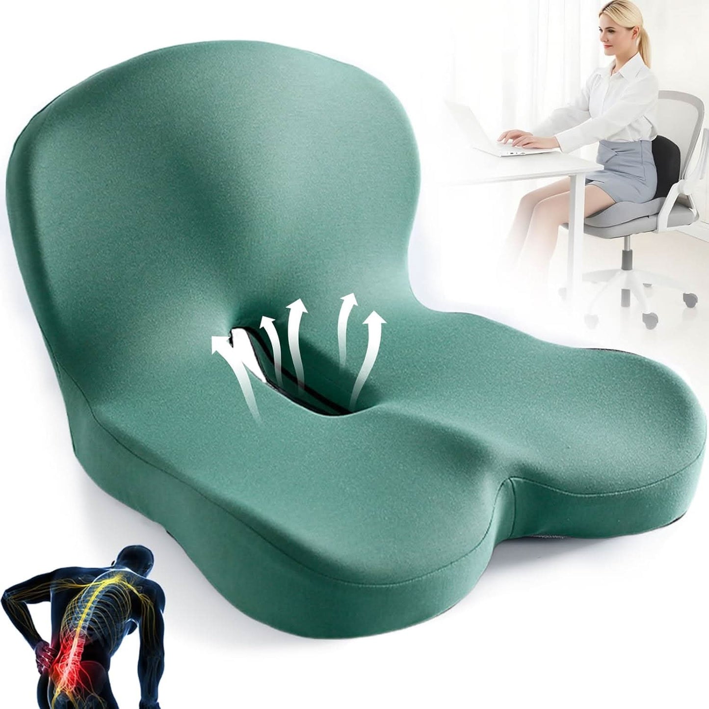 Ergonomic Memory Foam Seat Cushion Office Chair Car Support Cushion