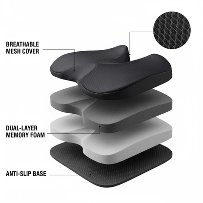 Ergonomic Seat Cushion Memory Foam Chair Pad Pressure Relief