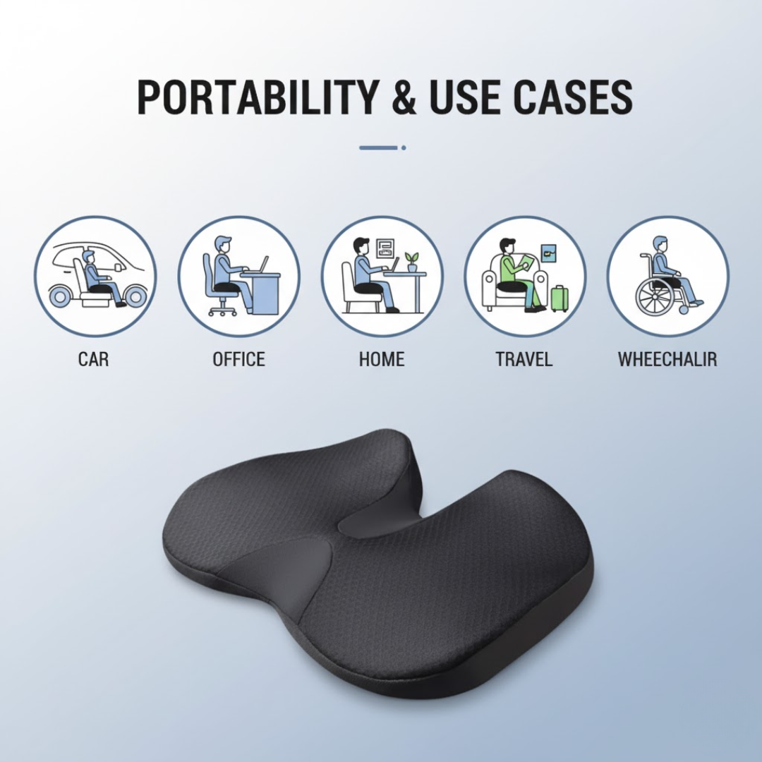 Ergonomic Seat Cushion Memory Foam Chair Pad Pressure Relief