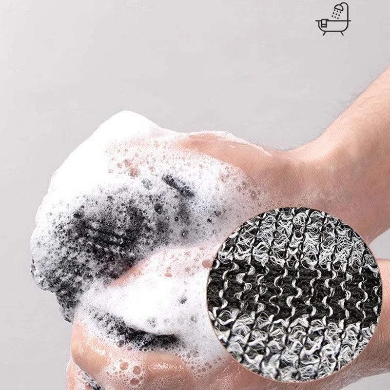 Exfoliating Shower Cloth Bamboo Charcoal Body Scrubber Deep Cleansing Skin Care