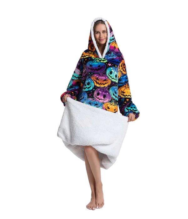 Extra Long Oversized Hoodie Blanket Sherpa Fleece Wearable Blanket