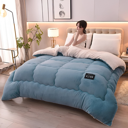Faux Lamb Wool Winter Duvet Cover Soft Warm Bedding Set