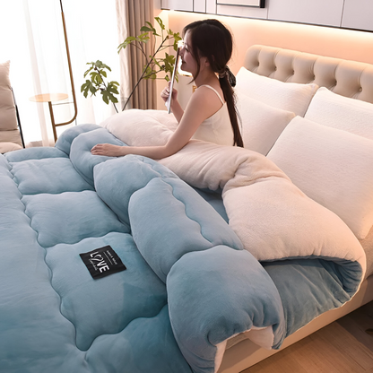 Faux Lamb Wool Winter Duvet Cover Soft Warm Bedding Set