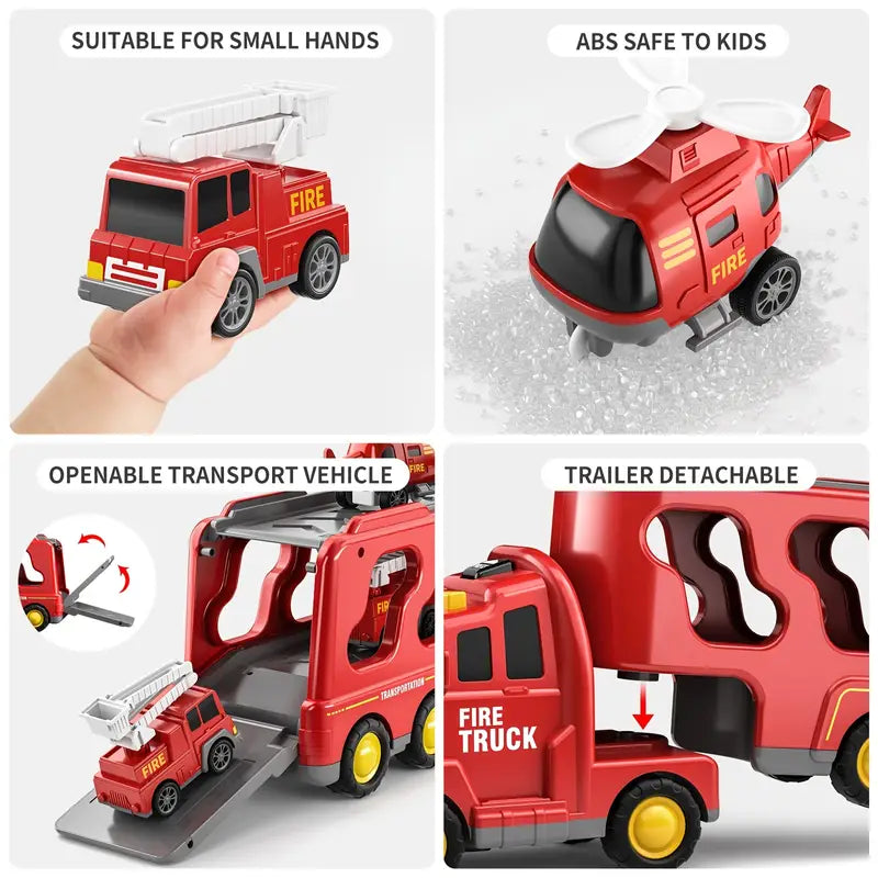 Fire Truck Toy Set Kids Emergency Vehicles Play Set With Sounds