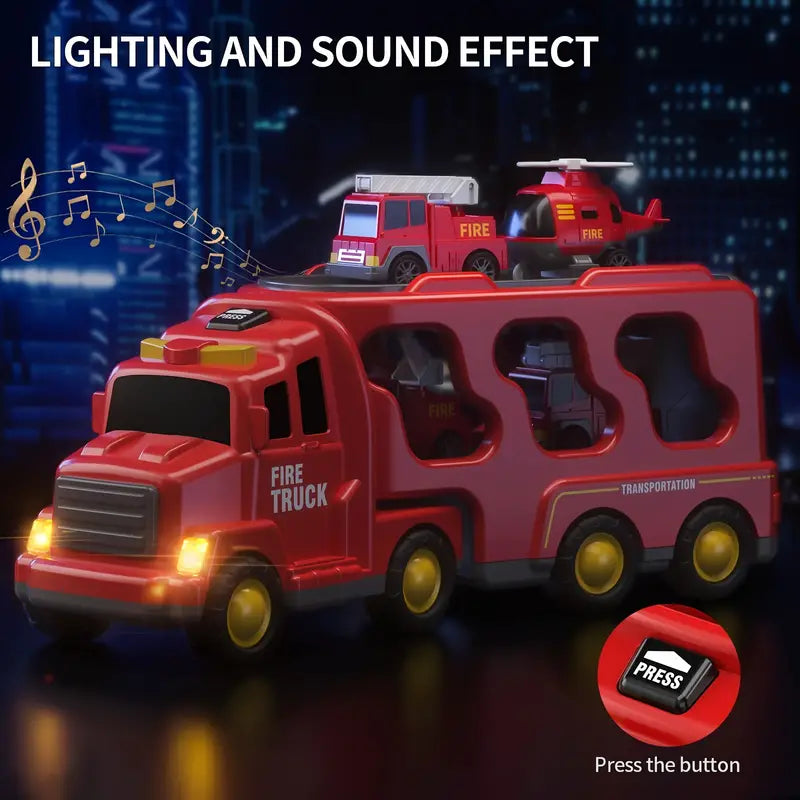 Fire Truck Toy Set Kids Emergency Vehicles Play Set With Sounds