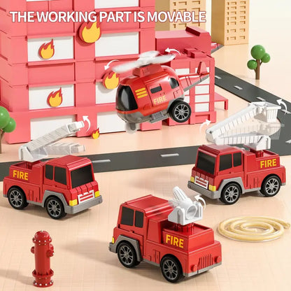 Fire Truck Toy Set Kids Emergency Vehicles Play Set With Sounds