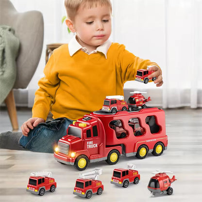 Fire Truck Toy Set Kids Emergency Vehicles Play Set With Sounds