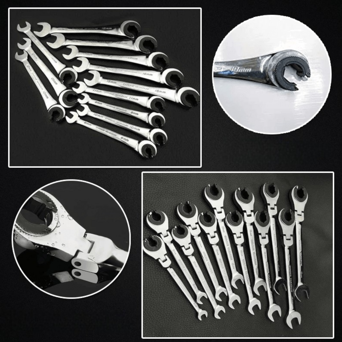 Flexible Head Ratchet Wrench 8mm Pipe Socket Tool