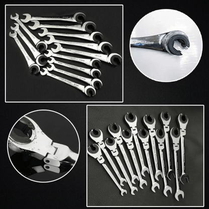 Flexible Head Ratchet Wrench 8mm Pipe Socket Tool