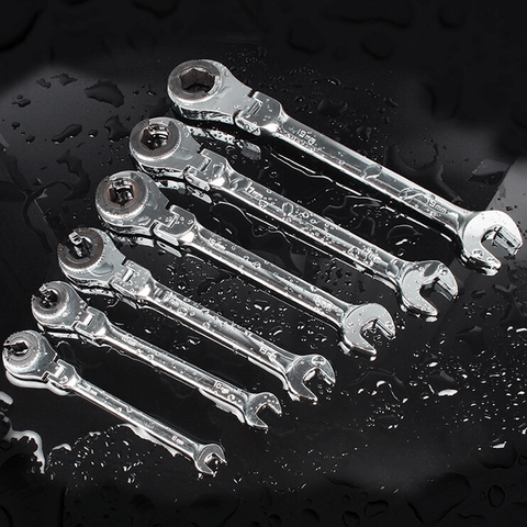 Flexible Head Ratchet Wrench 8mm Pipe Socket Tool