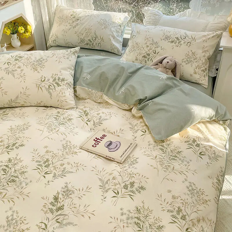 Floral Duvet Cover Set Soft Pink Bedding Double Full Queen