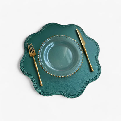 Floral Embossed Faux Leather Placemats Table Mats