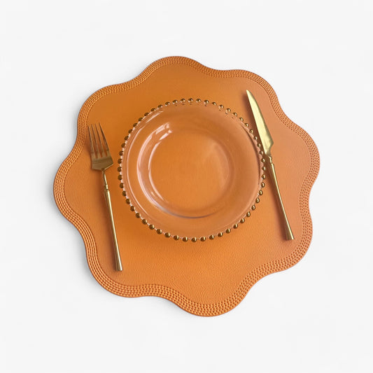 Floral Embossed Faux Leather Placemats Table Mats