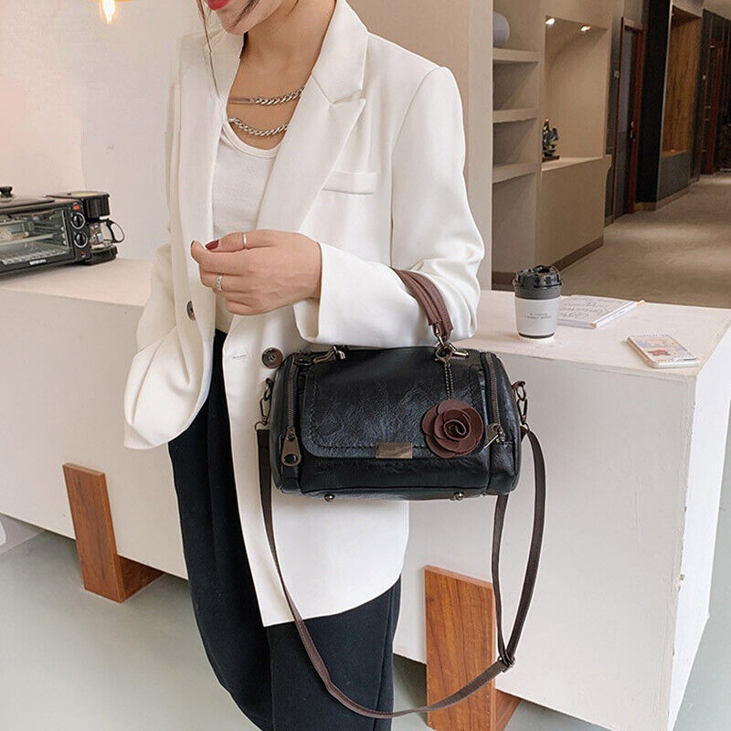 Floral Print Handbag with Adjustable Strap Large Capacity Everyday Shoulder Bag