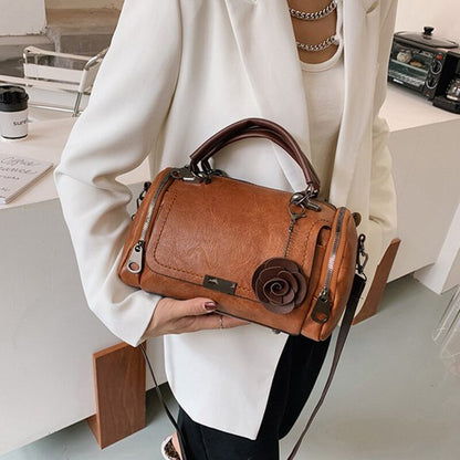 Floral Print Handbag with Adjustable Strap Large Capacity Everyday Shoulder Bag