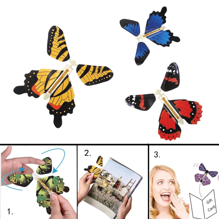 Flying Butterfly Surprise Toy Wind Up Gift Card Decoration
