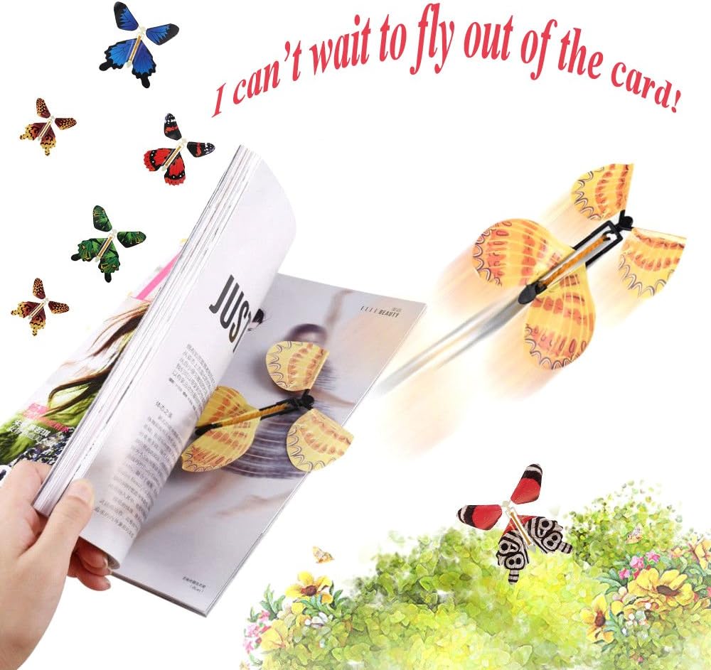 Flying Butterfly Surprise Toy Wind Up Gift Card Decoration