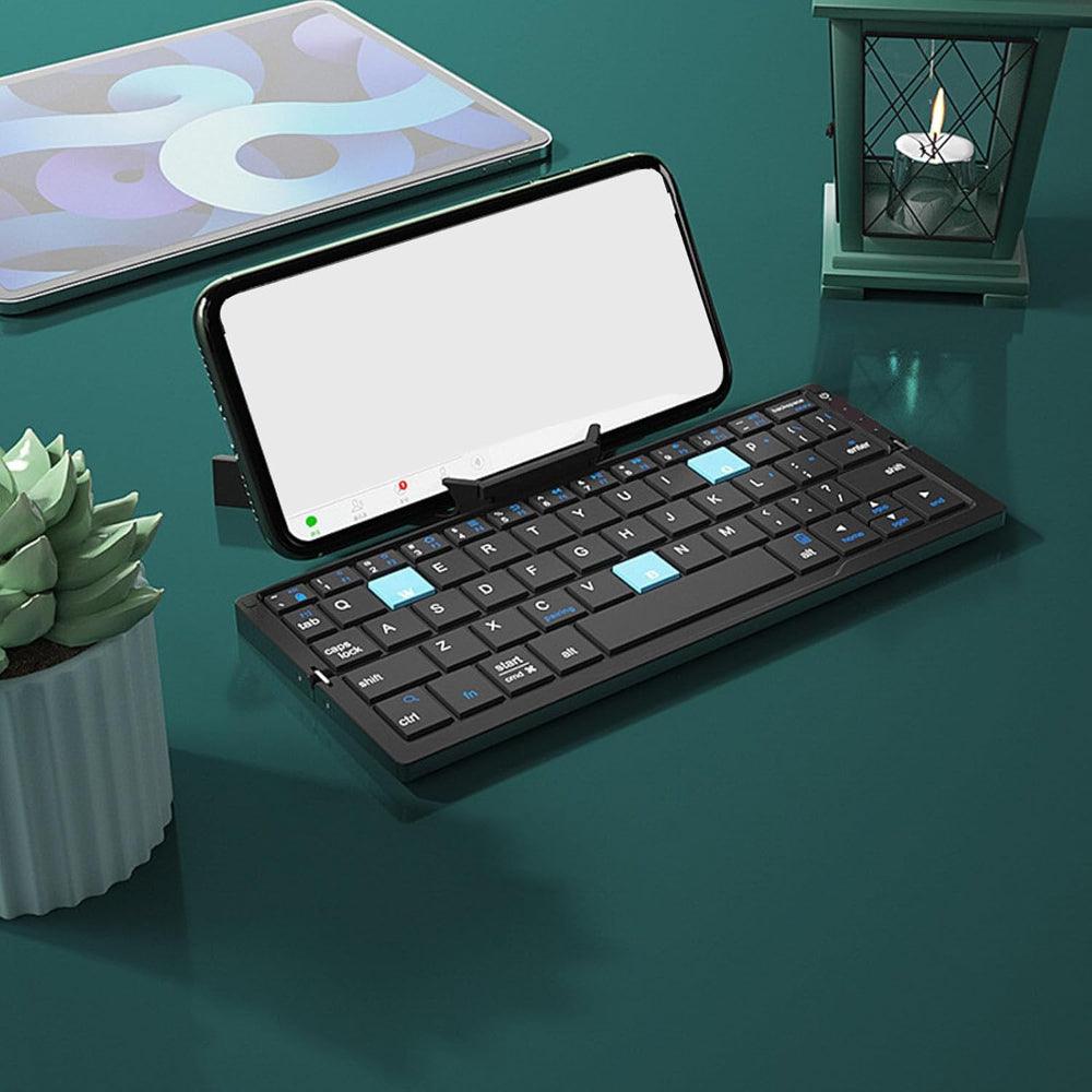 Foldable Bluetooth Keyboard with Stand for Travel and Work