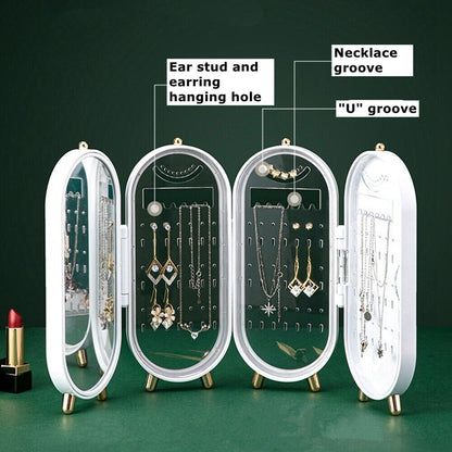 Foldable Oval Jewelry Organizer Travel Storage Case