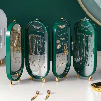 Foldable Oval Jewelry Organizer Travel Storage Case