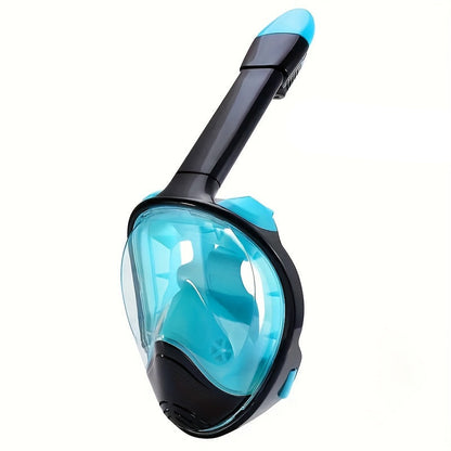 Full Face Snorkel Mask Panoramic View Anti Fog Breathing System Camera Mount