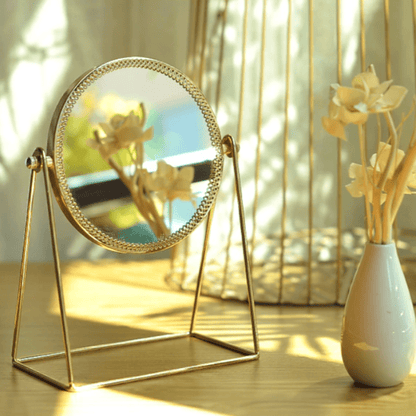 Gold Stainless Makeup Mirror Vanity LED Magnification Adjustable