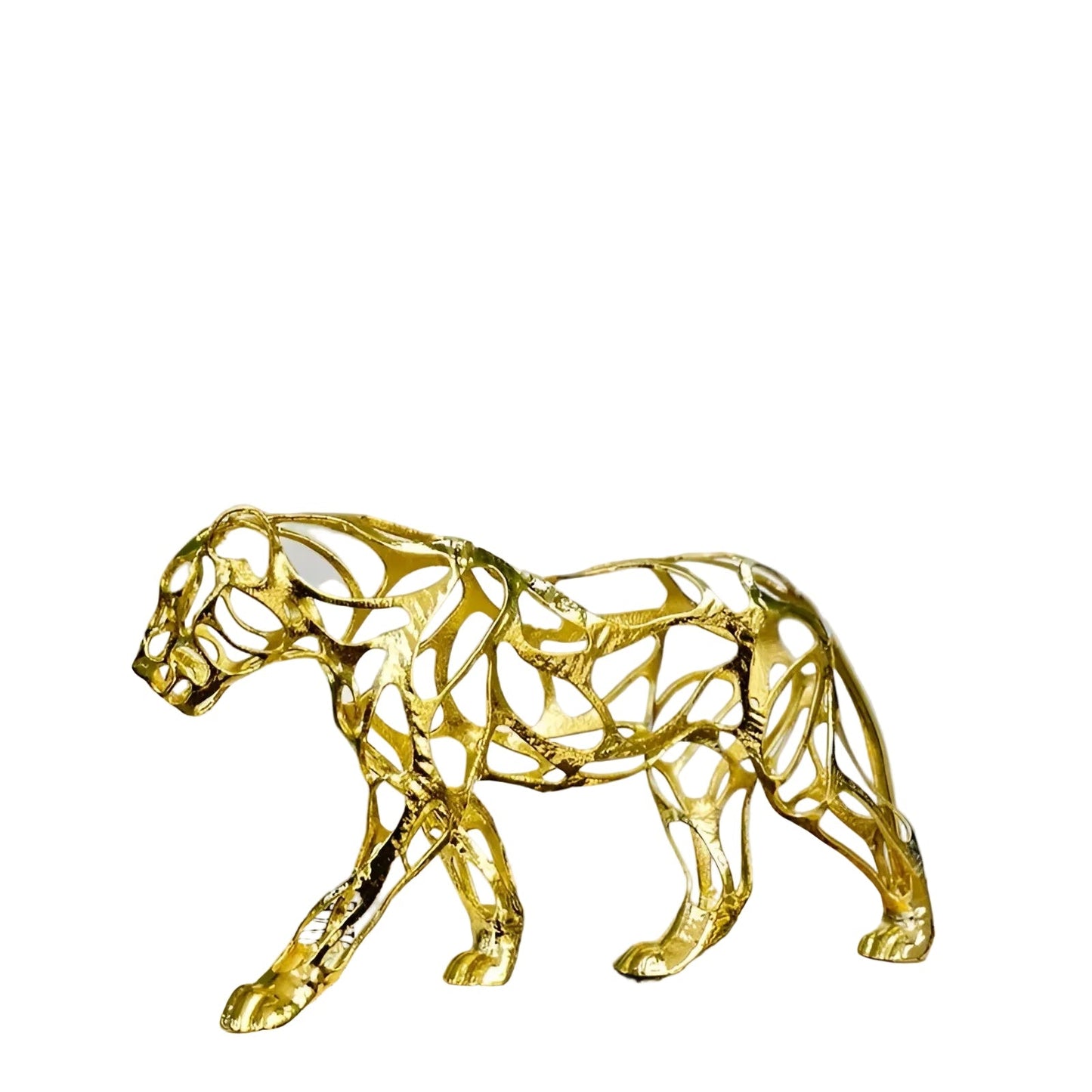 Golden Leopard Sculpture Luxury Metal Animal Home Decor