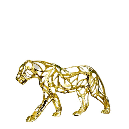 Golden Leopard Sculpture Luxury Metal Animal Home Decor