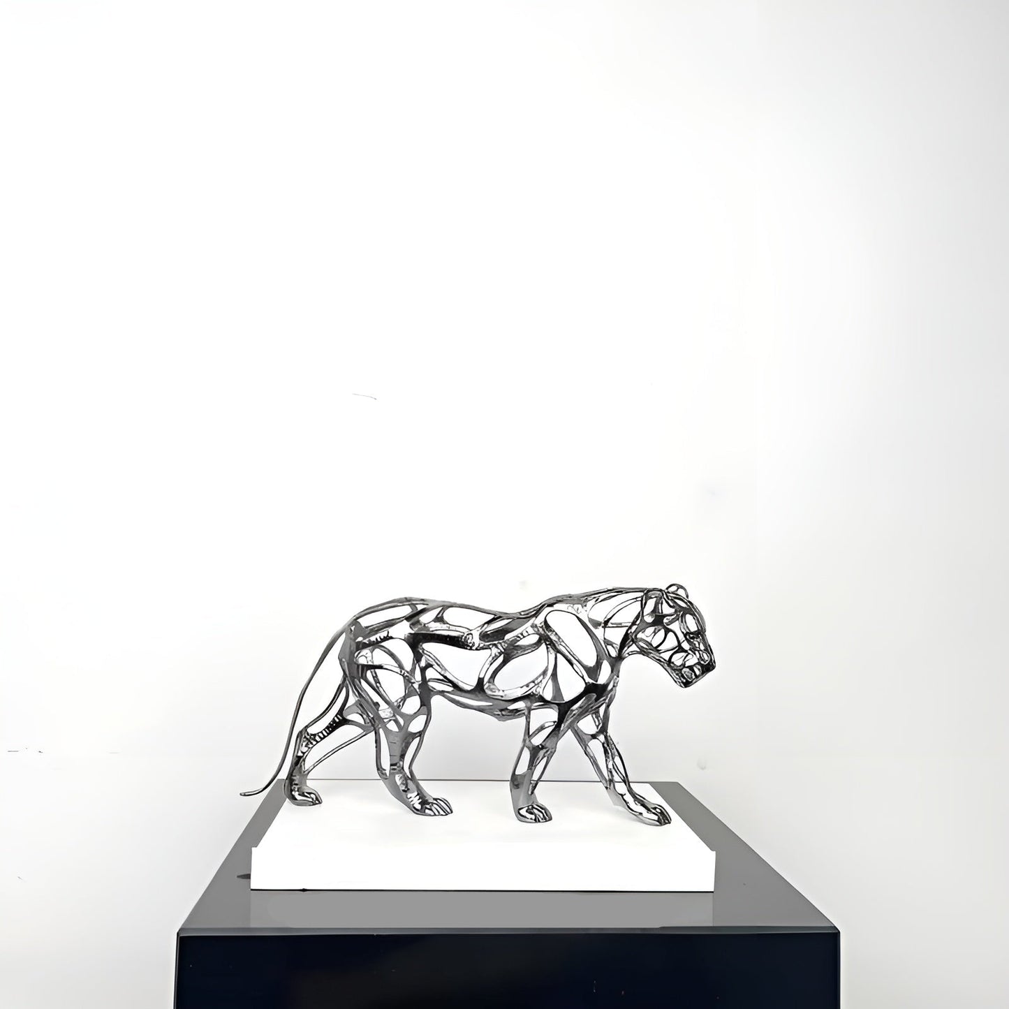 Golden Leopard Sculpture Luxury Metal Animal Home Decor