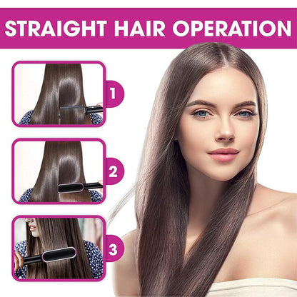 Hair Straightening Comb Ionic Heated Styling Brush Adjustable Heat