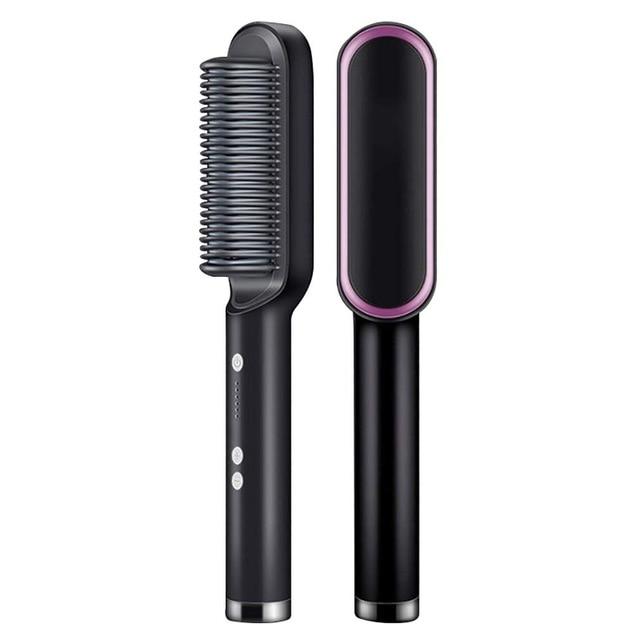 Hair Straightening Comb Ionic Heated Styling Brush Adjustable Heat