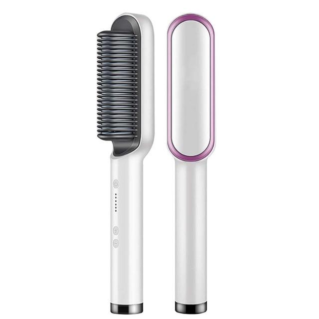 Hair Straightening Comb Ionic Heated Styling Brush Adjustable Heat