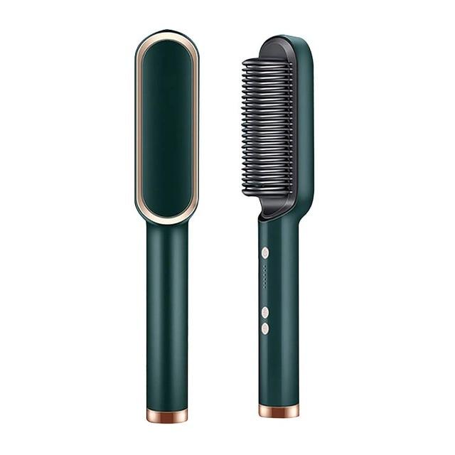 Hair Straightening Comb Ionic Heated Styling Brush Adjustable Heat