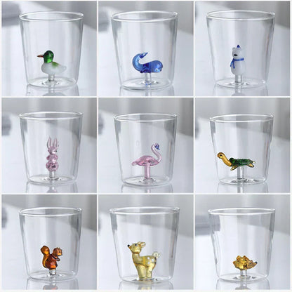 Handcrafted 3D Glass Mug Creative Animal Plant Drink Cup