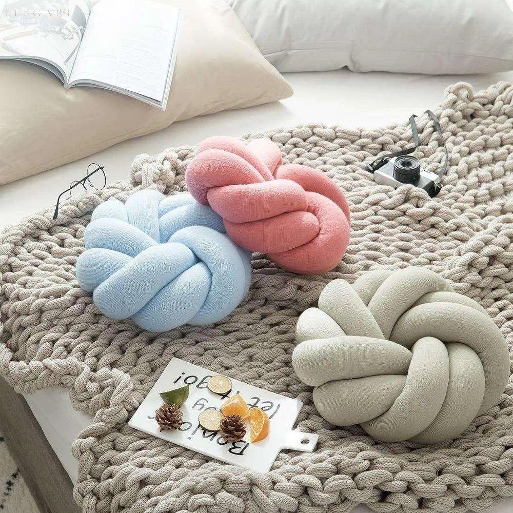Handcrafted Knot Cushion Plush Cotton Decorative Pillow