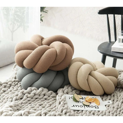 Handcrafted Knot Cushion Plush Cotton Decorative Pillow