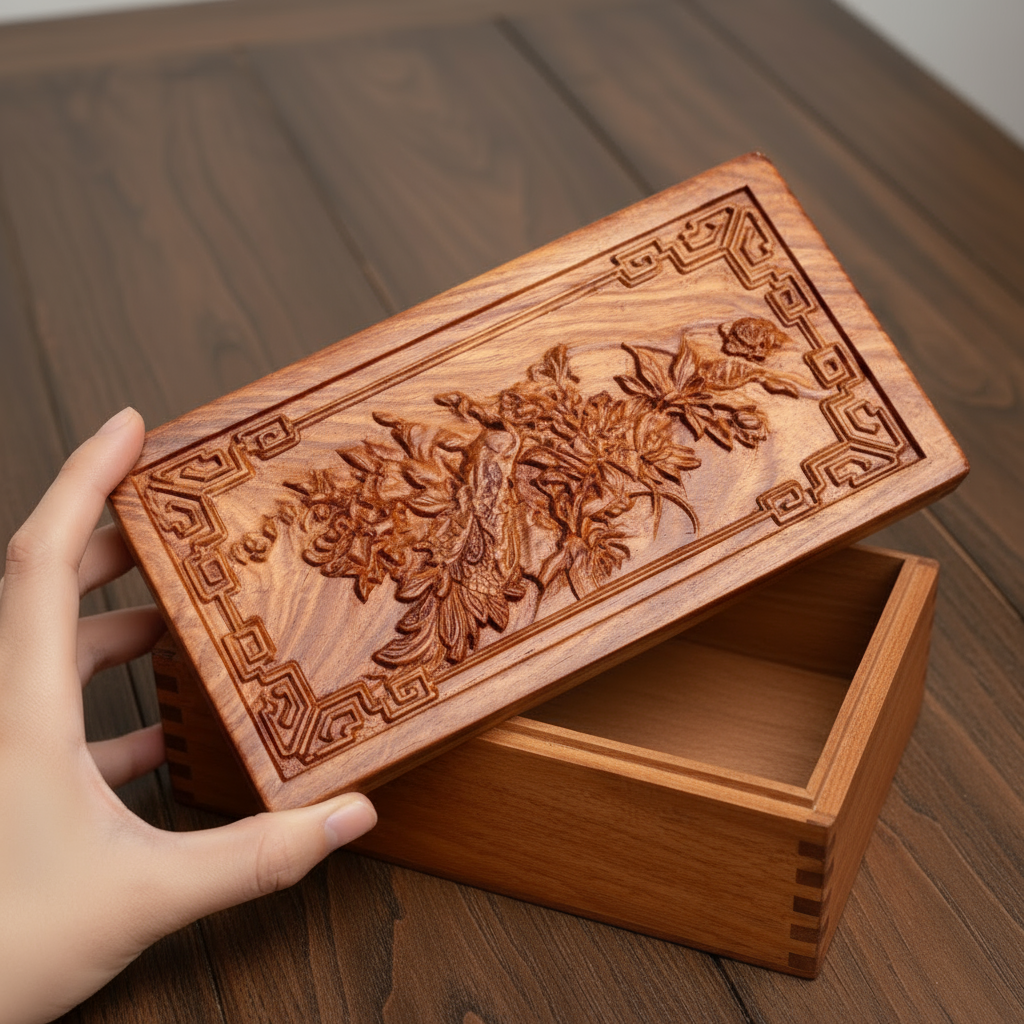 Handcrafted Wooden Jewelry Box Secret Lock Storage Case