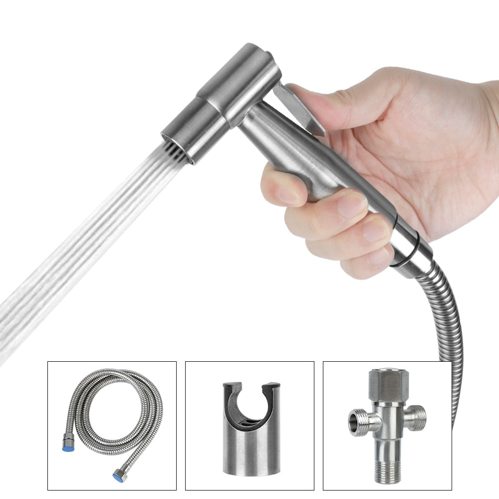 Handheld Bidet Spray Stainless Steel Adjustable Water Pressure Bathroom Hygiene Cleaner