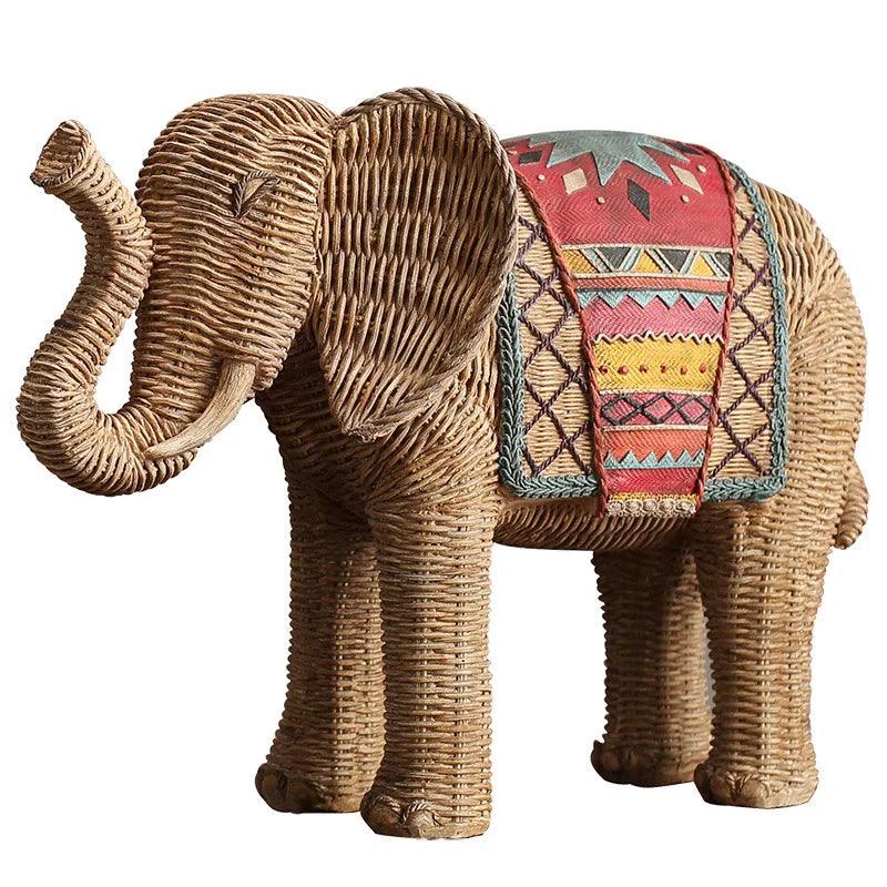 Handmade Elephant Decorative Figurine Hand Painted Resin Animal Ornament