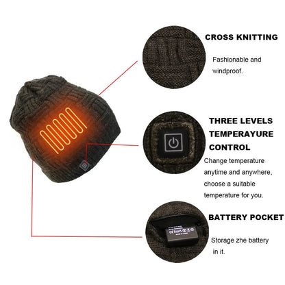 Heated USB Beanie with Adjustable Temperature for Winter Outdoor Activities