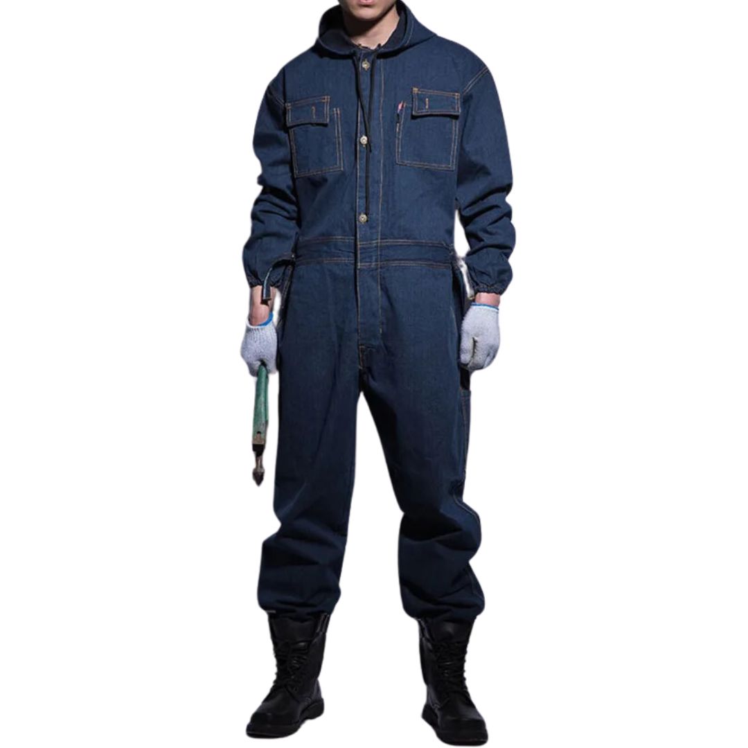Heavy Duty Denim Work Overalls Durable Workwear Coveralls Adjustable Fit
