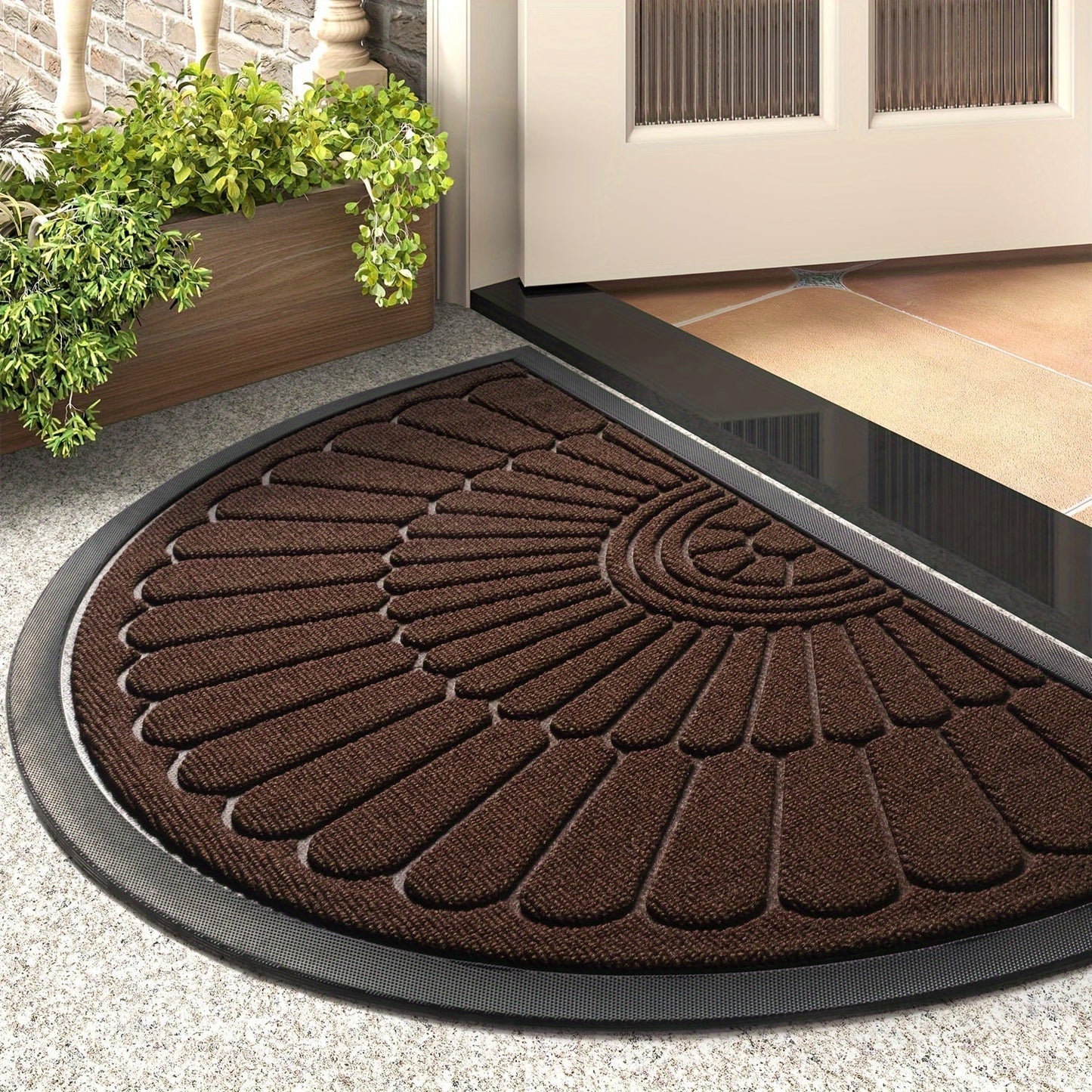 Heavy Duty Rubber Half Moon Door Mat Non Slip Entrance Mat