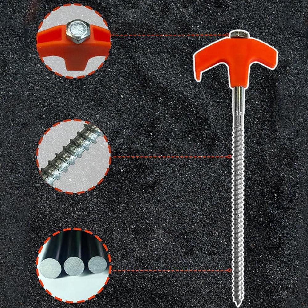 Heavy Duty Screw Tent Pegs Ground Anchors Camping Stake Set