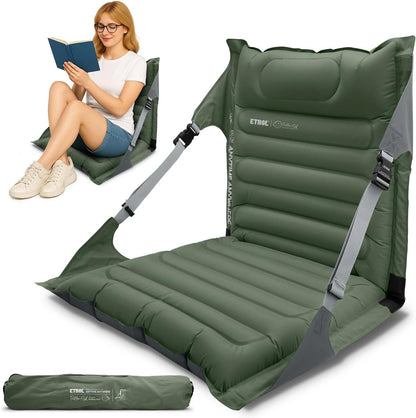 Inflatable Outdoor Chair Adjustable Backrest Portable Air Lounge Seat