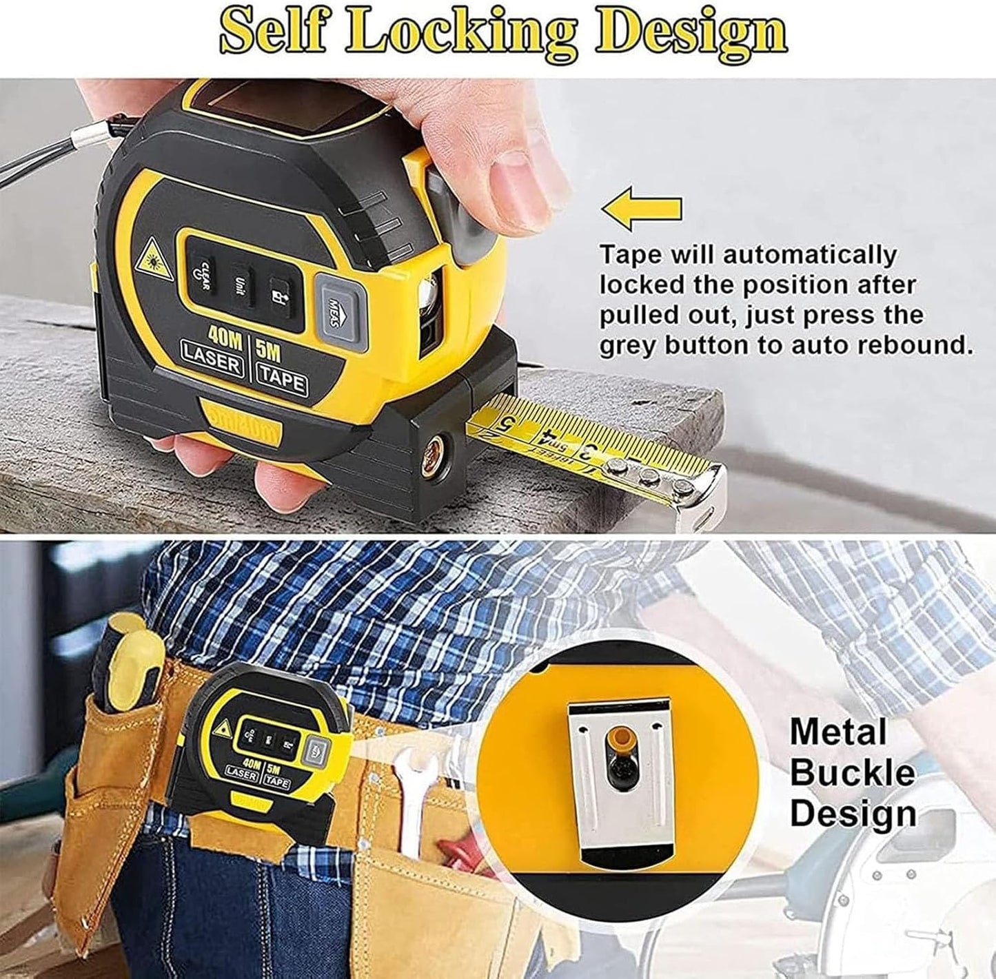 Infrared Laser Measuring Tape 3-in-1 Digital Distance Area Volume Tool